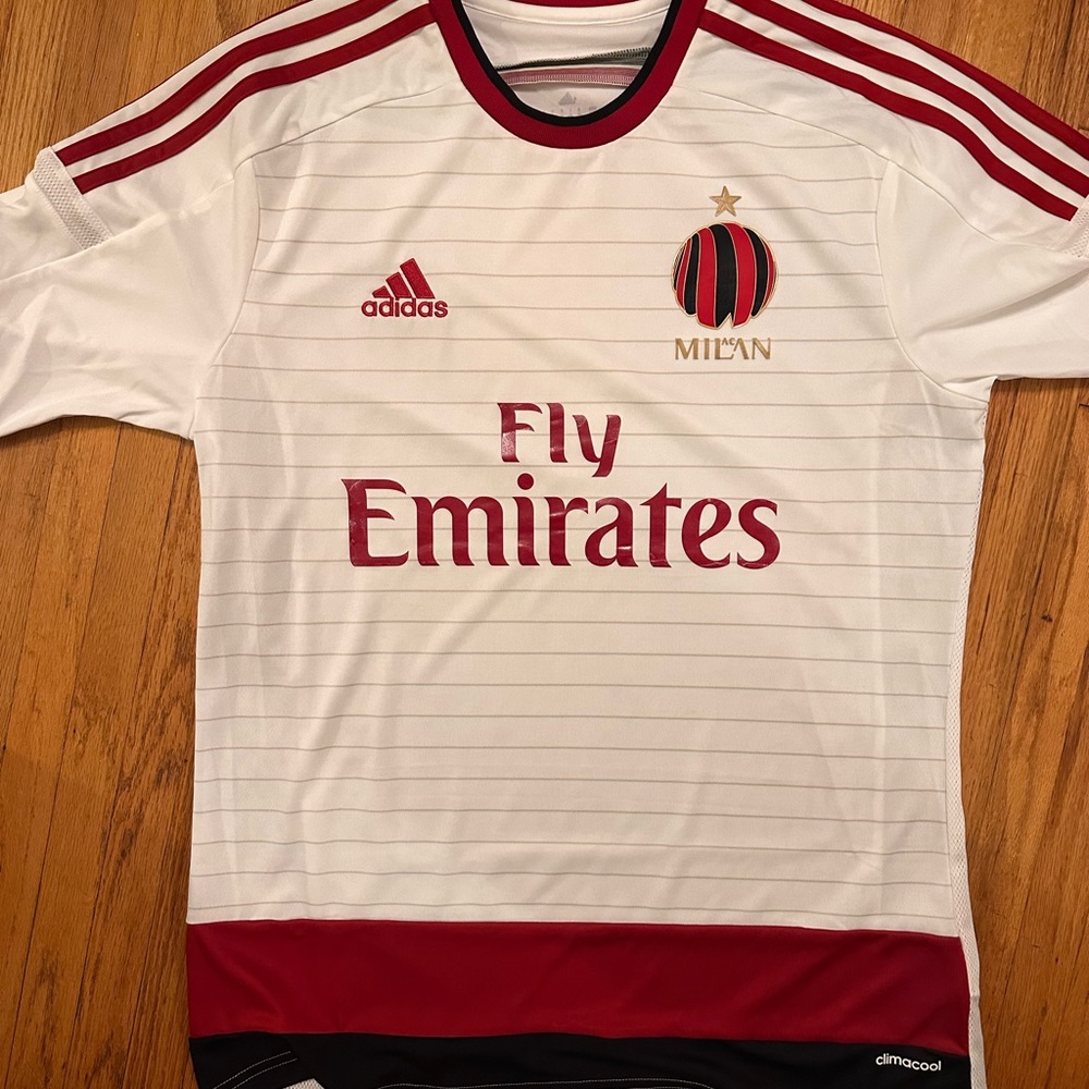 Adidas AC Milan Soccer Jersey - White and Red